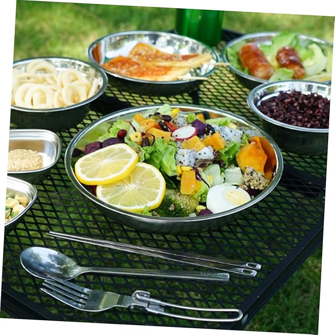 1 Set Outdoor Tableware Portable Camping Dishes and Dinner Plates Lightweight and Durable for BBQ Hiking and Picnic Use with Convenient Storage Bag