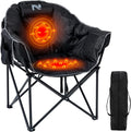 Oversized Heated Camping Chair 3 Heating Levels Soft Padded Camp Lawn Chair with Pillow and Storage Bag Portable Heated Folding Chairs Outdoor Sports for Patio and Picnics Black