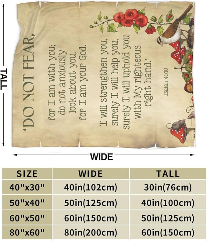 50X40 Bible Verse Isaiah 41 10 Do Not Fear Nature Lightweight Flannel Blanket - Soft and Breathable Polyester Suitable for Travel Camping and Home Decoration
