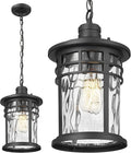 Darkaway Large Outdoor Pendant Lights for Porch 15inch Outdoor Chandelier Hanging Porch Lights Outside Ceiling Mount Aluminum with Water Ripple Glass for Front Porch Gazebo Patio