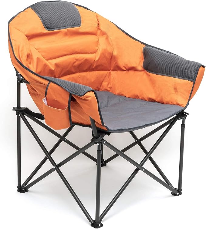 SUNNYFEEL Oversized Camping Chair Heavy Duty 500 LBS Portable Folding Chairs Orange Large Sofa Chair for Beach Trip Picnic Lawn Outdoor Camp Chair for Adults &amp Carry Bag
