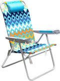 SUNNYFEEL Extra Wide 28 Folding Beach Chair 5 Position Lay Flat Portable 17 Tall Camping Chair with Cup Holder for Outdoor/Lawn/Trip/Picnic Lightweight Foldable Sand Chairs for Adults (Wave)