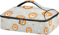 Casserole Carrier Pattern Cute Lion FacesInsulated Casserole Carrier for Hot or Cold Food Thermal Lunch Tote for Potluck Parties Picnic Beach Fits 9 x 13 Inches Baking Dish