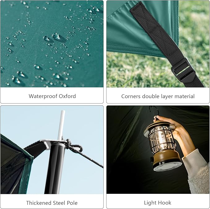 BISINNA Camping Tarp 18x13ft Car Awning Blackout Waterproof Hammock Rain Fly Sun Shade Rain Protection Canopy for Outdoor Beach Picnic (Green)