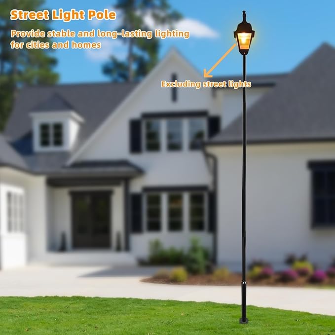 20FT Tall Street Light Pole Heavy Duty Split Street Lamp Post for Outdoor Street Courtyard Parking Lot Adjustable Height Lighting Post Fixtures with Mounting Ground Cage (20FT 114+76mm)