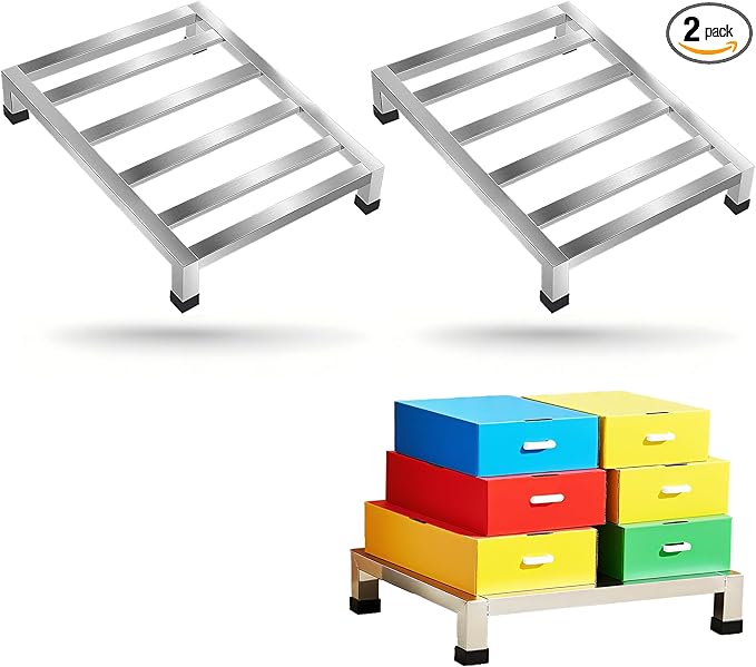 2 Pack Dunnage Rack15.7X11.8X3.5 Stainless Steel Dunnage RacksKitchen Basement Garage Storage Racks1000 lbs Capacity