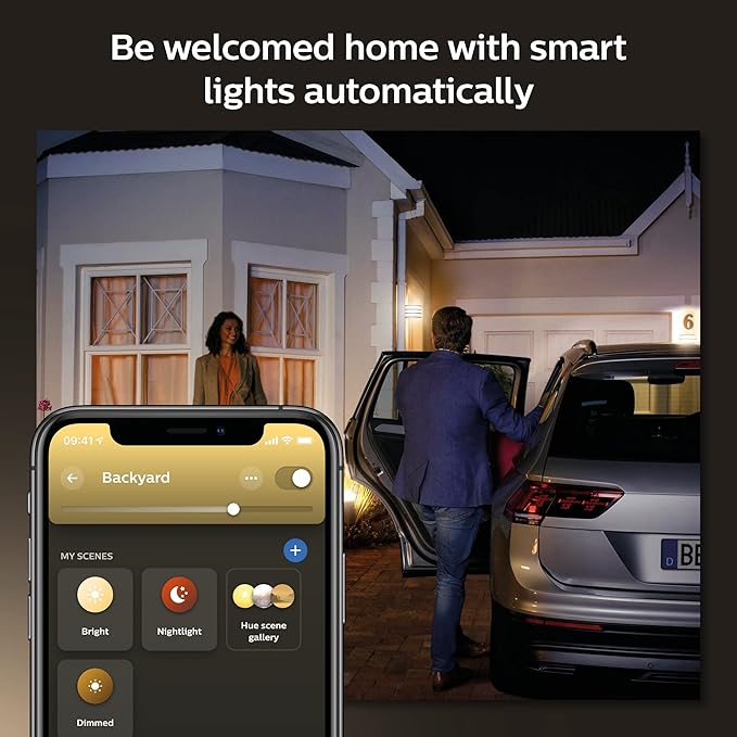 Philips Hue Lucca Outdoor Smart Wall Light Black - E26 White and Color Ambiance LED Color-Changing Bulbs - 2 Pack - Requires Hue Bridge - Control with Hue App and Voice - Weatherproof