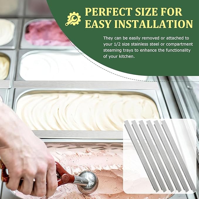 Aramox Stainless Steel Adapter Bar 32cm/12.6 Inch Food Divider for Restaurant Kitchen Steam Table Divider 8 Pieces