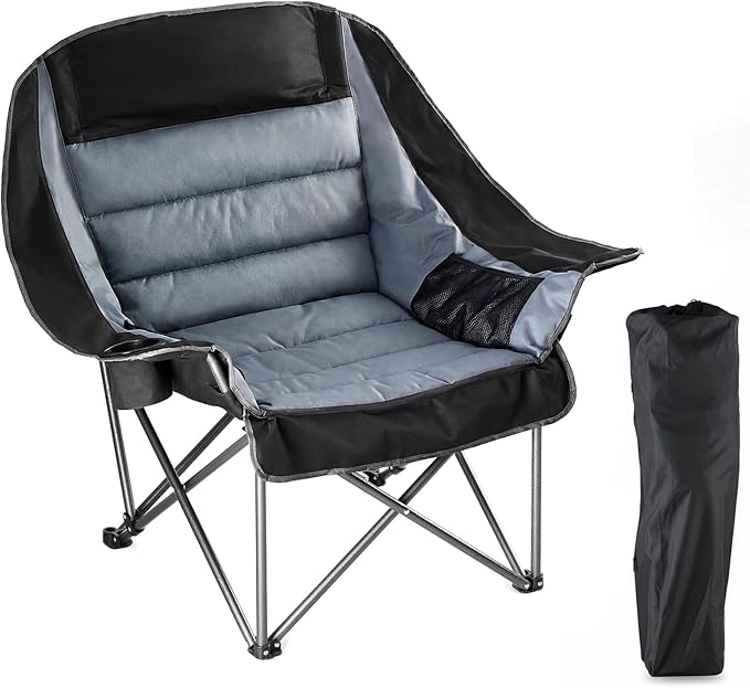 DUMOS Oversized Camping Chair for Adults - 450lbs Heavy Duty Folding Chair with Cup Holder &amp Side Pockets Portable Chair for Camping Fishing Hiking Picnic