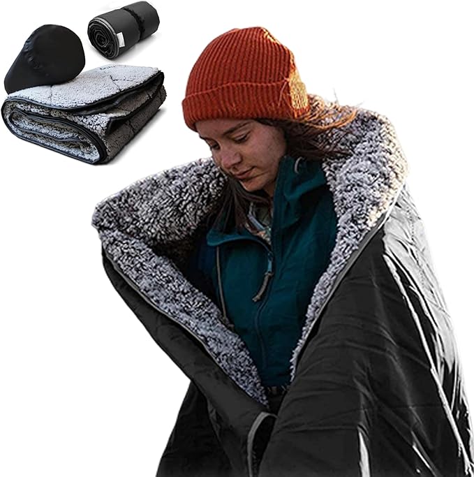 Camping Blanket 55x79 Waterproof Stadium Blanket with Storage Bag Washable Windproof Warm Foldable Down Camping for Sporting Events Picnic Travel