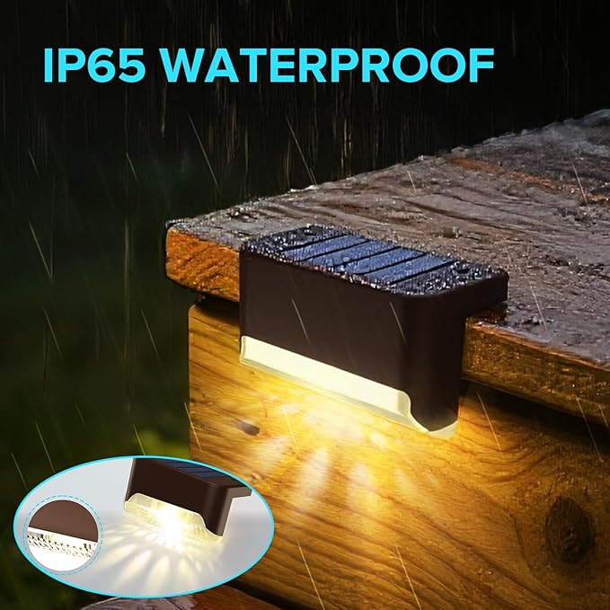 JJX Solar Lights Outdoor 20 Pack Solar Fence Lights Deck Light for Patio Outdoor Decor Fence Light Solar Powered for Stairs Step Railing and Yard (Warm White)