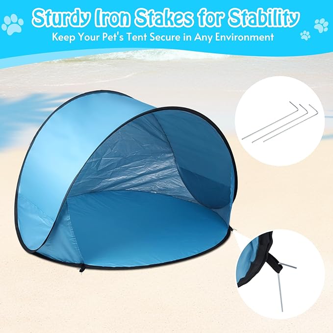 Extra Large Dog Beach Tent - 47 Lx39 Wx30 HPortable Outdoor Pop Up Pet Tent for Camping with Dogs CatsWaterproof Dog Sun Shade Shelter for Medium-Sized to Bigger Pets