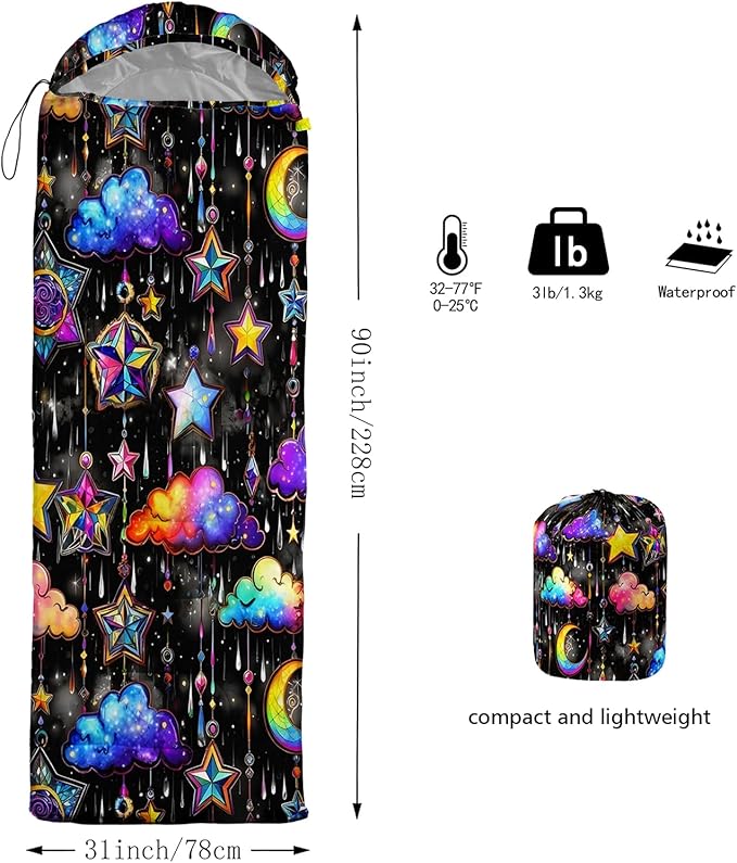 AILONEN Cartoon Camping Sleeping Bag for Boys Girls AdultsLightweight &amp Waterproof3 Season Warm &amp Cold WeatherPortablePrinted Sleeping BagTravelingCampingHiking