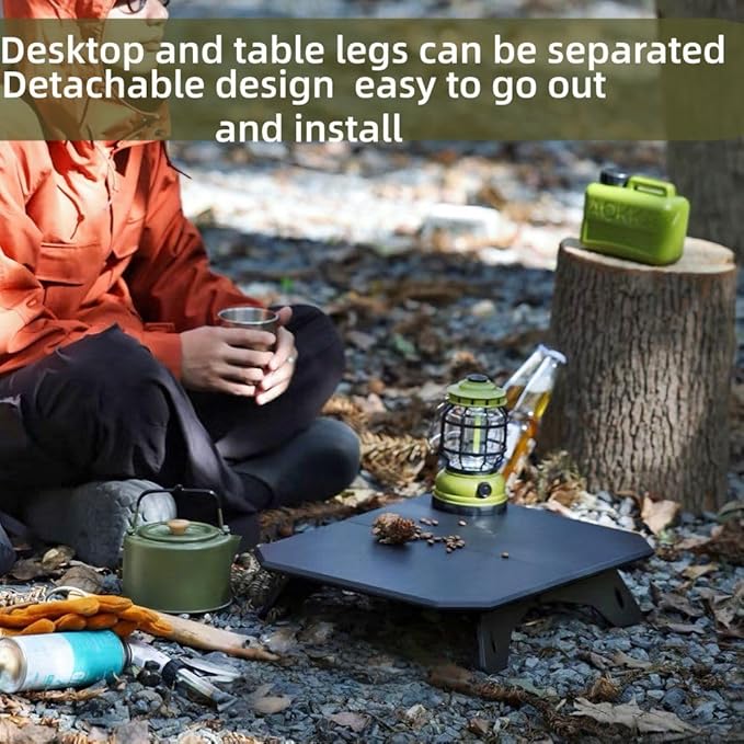 Folding Camping TableOutdoor Small Portable Aluminum Camp Table with Backpacking Carrying Bag for Camping Beach Picnic Grilling Hiking FishingTravel (Black)