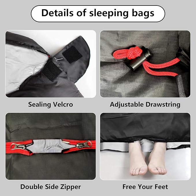 ShinHye Double Sleeping Bag for Adults with 2 Pillows Camping Sleeping Bags Flannel Cotton 2 Person Sleeping Bags XXL Queen Size Sleeping Bag for Cold Weather