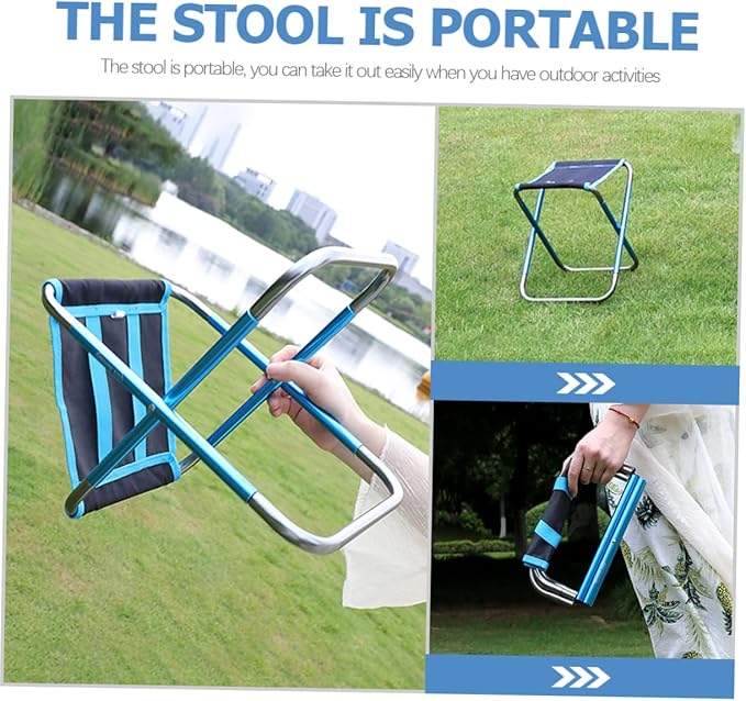 VANZACK Foldable Stool Small Folding Chair Comfortable Camping Stool Multi-Functional Beach Chair Shade