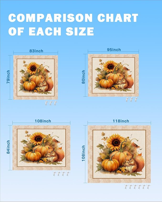 Beach Blanket Waterproof Sandproof Orange Pumpkin Squirrel Fall Watercolor Sunflower Quick Drying Beach Mat with 4 Stakes Thanksgiving Farm Harvest Lightweight Picnic Blanket for Travel 108x84