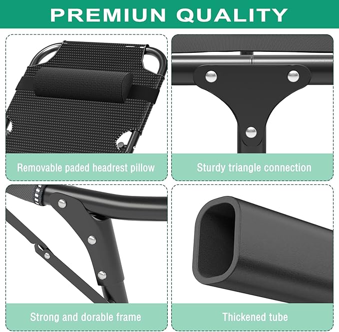 Barbella Folding Camping Cots Patio Lounge Chair with Mattress 4 Position Adjustable Folding Sleeping Bed Patio Chaise Lounge Chairs for Sunbathing Camping Pool Beach Patio