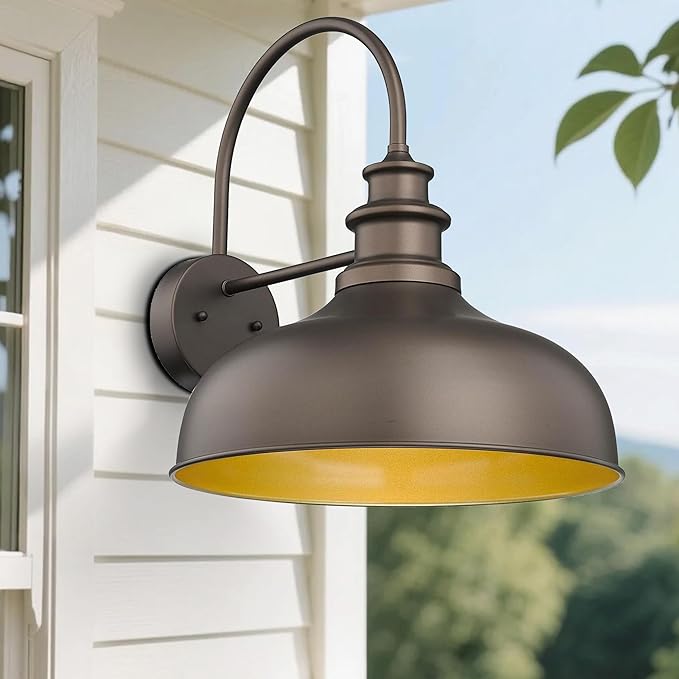 Bestshared 16 Large Farmhouse Barn Light Farmhouse Wall Outdoor Sconce Exterior Wall Mount Lighting Fixture Outside Patio Light for Porch Entryway Garage(ORB16-1PACK)