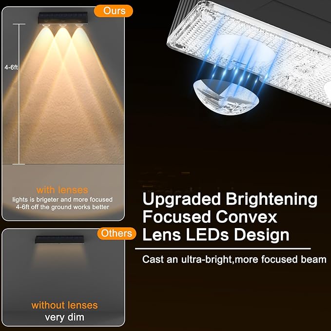 INDARUN Solar Fence Lights Outdoor Waterproof 8 Pack Fence Lights Solar Powered with 12 Modes RGB Color Changing &amp Warm White &amp Cool White Outdoor Solar Lights for Yard Patio Porch Backyar