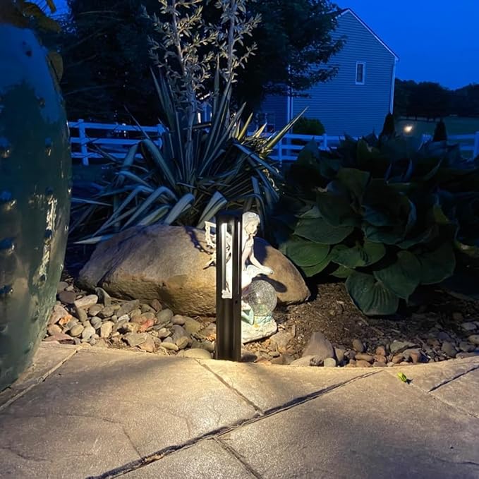 LEONLITE 10-Pack Low Voltage Landscape Pathway Lights LED Bollard Path Lights 3W Outdoor Landscape Lighting for Driveway Garden Aluminum 12-15V AC/DC IP65 Waterproof 3000K Warm White Black