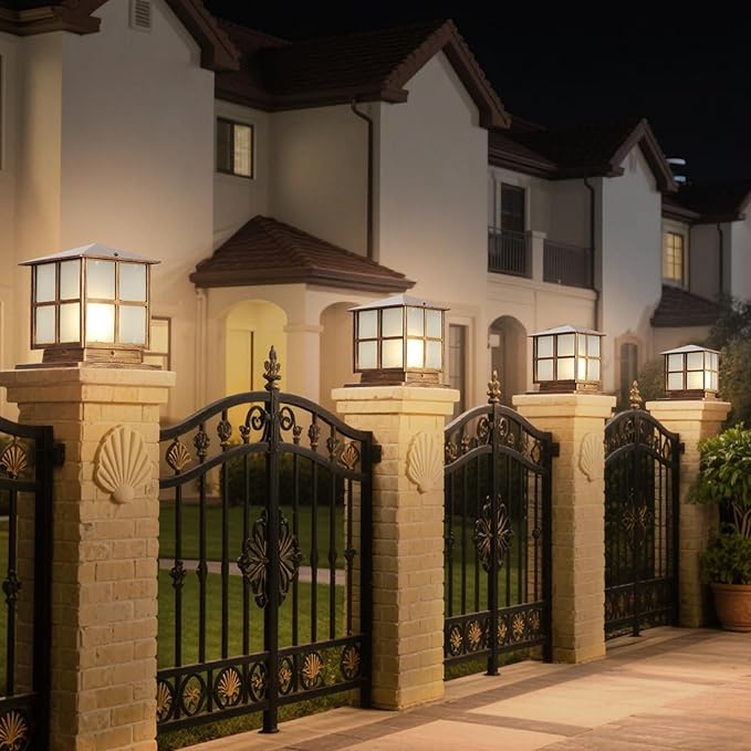 SLAWA Outdoor Post Lights Fixture Modern Yard Entry Outdoor Column Lights with Aluminum Housing Patio Pillar Lights Outdoor with Tempered Glass IP65 Waterproof