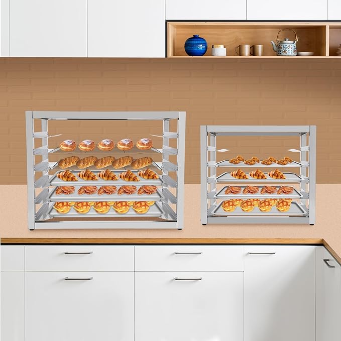 6 Tier Bun Pan Rack Aluminum Bakery Rack for Half or Full Sheets Commercial Dough Pizza Baking Tray Racks Storage Cooling Rack Bread Baking Equipment For Home Restaurant Kitchen (6 Tier)