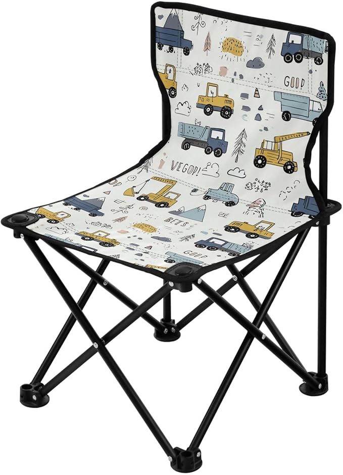 Gredecor Camping Chairs Tractor Excavator Dump Truck Portable Camping Chair with Storage Bag Lightweight Foldable Chair for Outside Camping Hiking Travel Beach and Sports