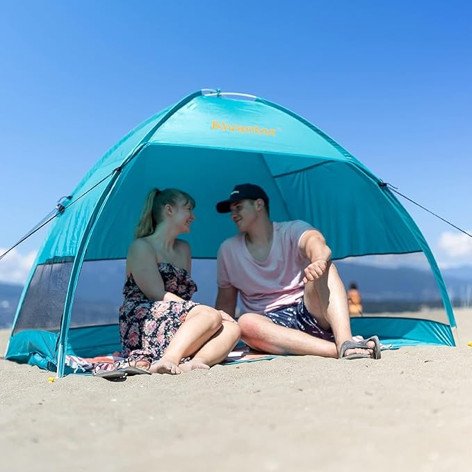 Alvantor® Beach Tent Beach Umbrella Outdoor Sun Shelter Cabana Automatic Instant Pop-Up UPF 50+ Portable Beach Shade Camping Fishing Hiking Canopy Easy Set Up Light Weight Windproof for 2-3 Person