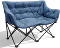 Double Camping Chair Heavy Duty Oversized Padded Loveseat for Adults 2 Person Outdoor Portable Camping Chairs for Lawn Backyard Fishing Trip Support 600lbs Navy