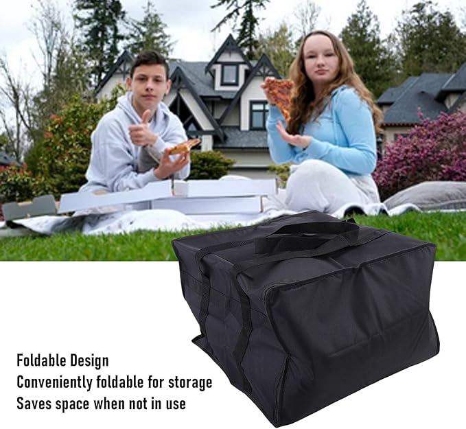 Pssopp Insulated Pizza Delivery Bag 20 x 20 x 14 Inch Portable 600D Oxford Fabric Thermal Food Bag Carrier for Grocery Shopping Catering