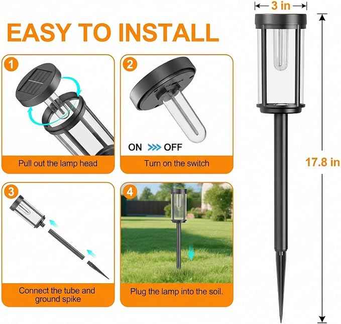 Sparkblaze 12 Pack Solar Pathway Lights Outdoor Modern Classic Solar Garden Lights Auto On/Off Landscape Lighting for Yard Lawn Patio Walkway Waterproof Solar Stake Lights. (12 Cold White)