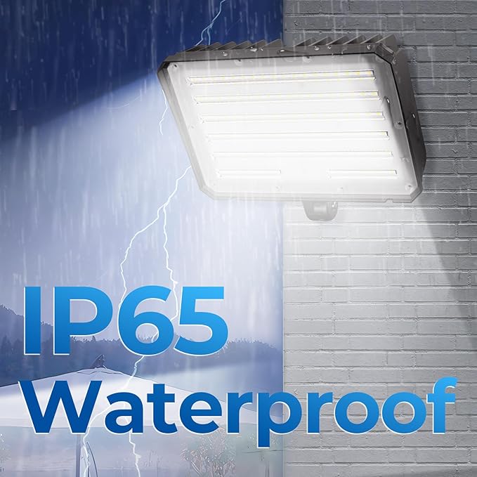 CINOTON 100W LED Flood Lights Outdoor 14000LM IP65 Waterproof Outdoor Security Wall Light Fixture with 180°Knuckle for Warehouse Porch Barn Garage Building 5000K 100V-277V 2 Pack
