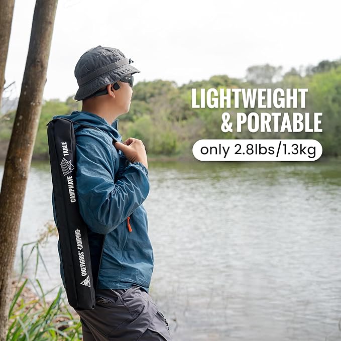 ONETIGRIS Foldable Camping Table Lightweight Portable Table Sturdy &amp Quick Setup Holds Up to 66 lbs Perfect for Camping Hiking Backpacking Picnic Beach Travel