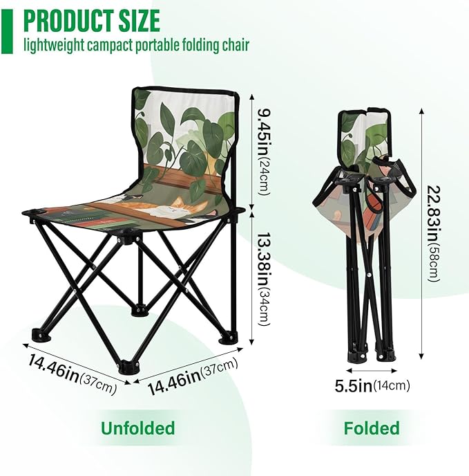 Cat on Shelf Portable Camping Chairs Folding Chair - Durable Oxford Fabric Lightweight Iron Frame Easy Fold Design - Ideal for Outdoor Activities Camping Fishing and Travel