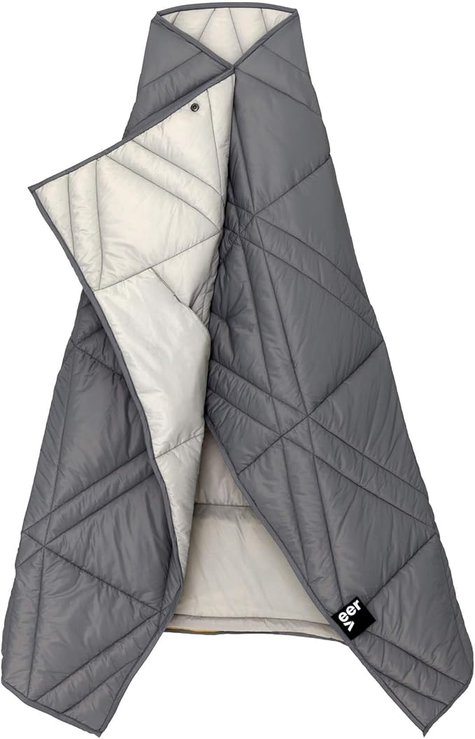 Veer Adventure Blanket - 100% Down Alternative Insulated Outdoor Puffy Blanket for Camping Beach Sports/Stadiums Picnics or Travel - Built-in Hand Pockets and Zipper Pillow Pocket - Child Size