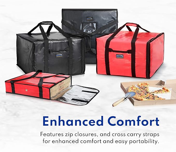 New Star Foodservice Insulated Pizza Delivery Bag 20 x 20 x 5 Inch Black