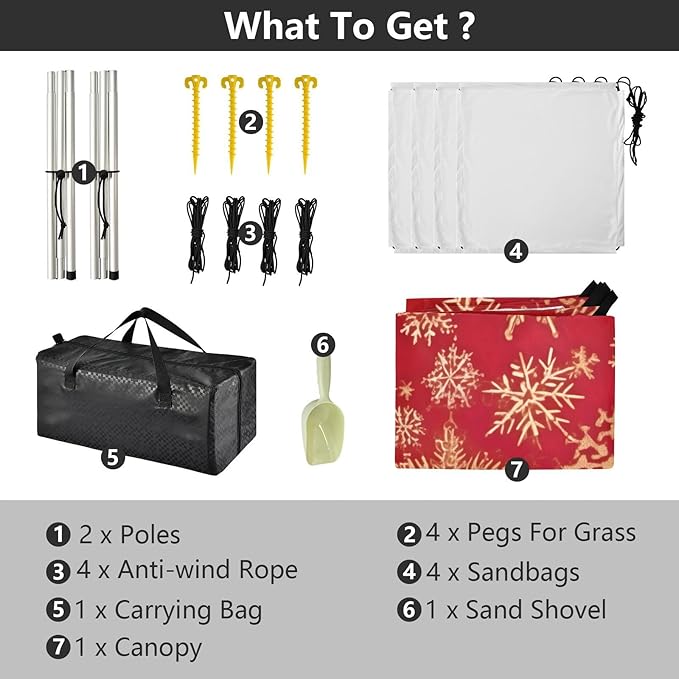 Christmas SnowflakeCamping Sun Shelters 9.2 x 10.5 FT Beach Canopy Tent Sun Shade with Carrying Bag for Camping Trips Fishing Backyard Fun or Picnics 21341764