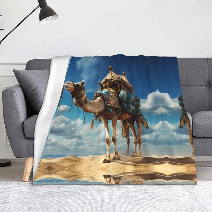 Traveling Camels Printed Blankets Throws - Lightweight Warm Comfortable Soft Durable Home Practical Rest Outdoor