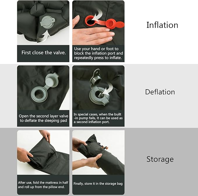 Outdoor Inflatable Mattress Light Weight Hiking Sleep Pad with Pillow Travel Mat Folding Bed for Travel Hiking Mat Folding Bed