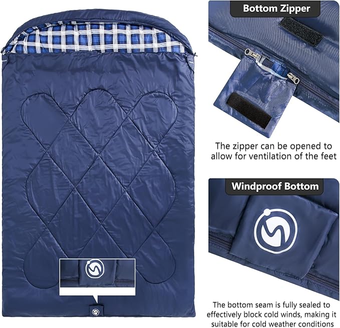 ShinHye Ultralight Adult Sleeping Bag 500g Premium Duck Down - Waterproof &amp Compressible 3-Season Camping/Backpacking 40-59℉ with Compression Sack