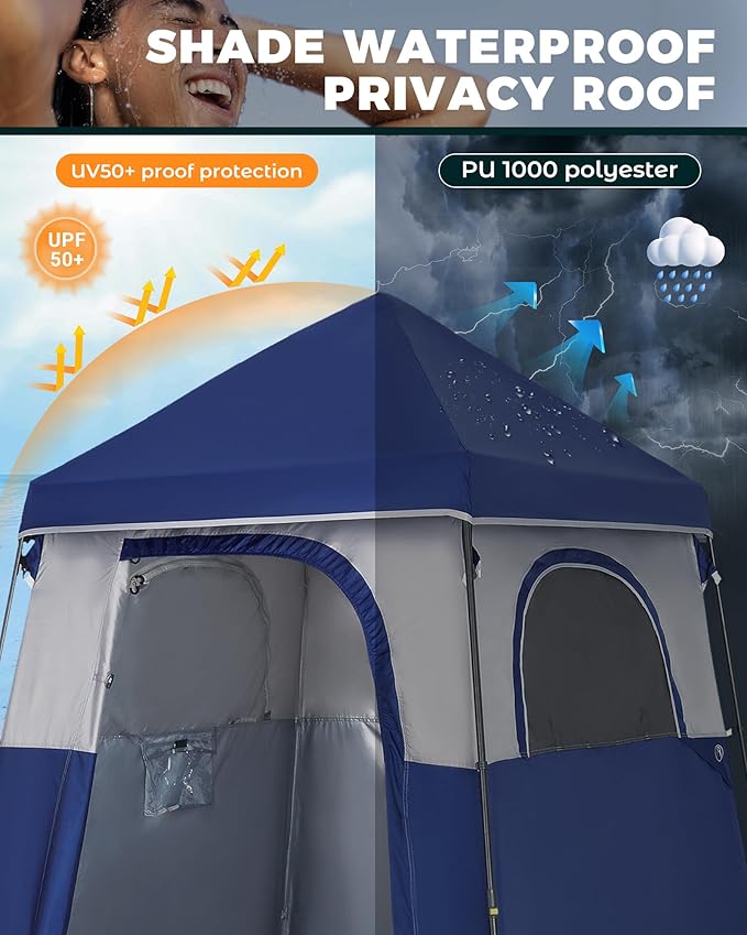 KingCamp Instant Shower Tent Portable Superior Stable Privacy Shelter Large Room Outdoor Toilet Tent with Floor for Beach Camping &amp Hiking Setup in Under 60s