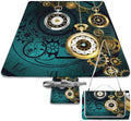 Vintage Steam Punk Clock Art Waterproof Outdoor Picnic Blanket Sandproof Beach Mat for Camping Hiking Grass Travelling