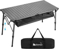 Gonex 50 Camping Table with Adjustable Height Legs for Uneven Ground Portable Folding Aluminum Roll Up Table with Mesh Pocket for Camping Picnic BBQ Cooking