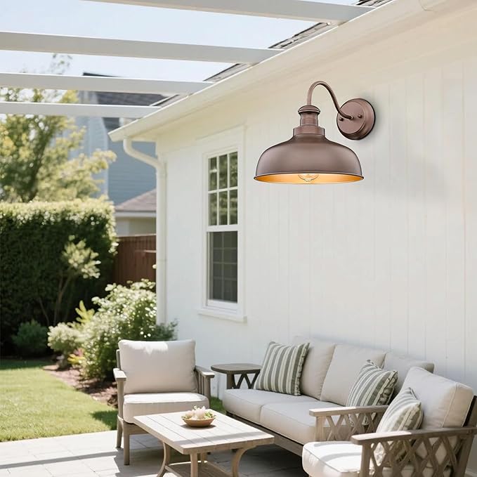 Outdoor Farmhouse Barn Light Outside Wall Sconce Weather Resistant Anti-Rust Farmhouse Exterior Wall Light Outdoor Lantern Lamp for Porch Garage Patio Entryway(Oil-Rubbed Bronze 4 Pack)