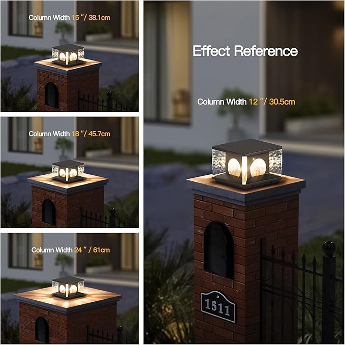 Outdoor Post Lights AC100-240V 7.9 Hard Wired Glass Column Light Waterproof Modern Pillar Lights 3000K LED Fence Deck Lamp Landscape Lighting for Garden Pathway Yard Driveway Entrance Posts