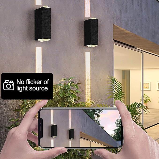 2PCS Outdoor Wall Lights LED Up Down Exterior Lighting Fixtures IP65 Waterproof Outdoor Light Fixture 85-265V 20W 3000k Aluminum Porch Light Modern Patio Wall Light Fixture Black