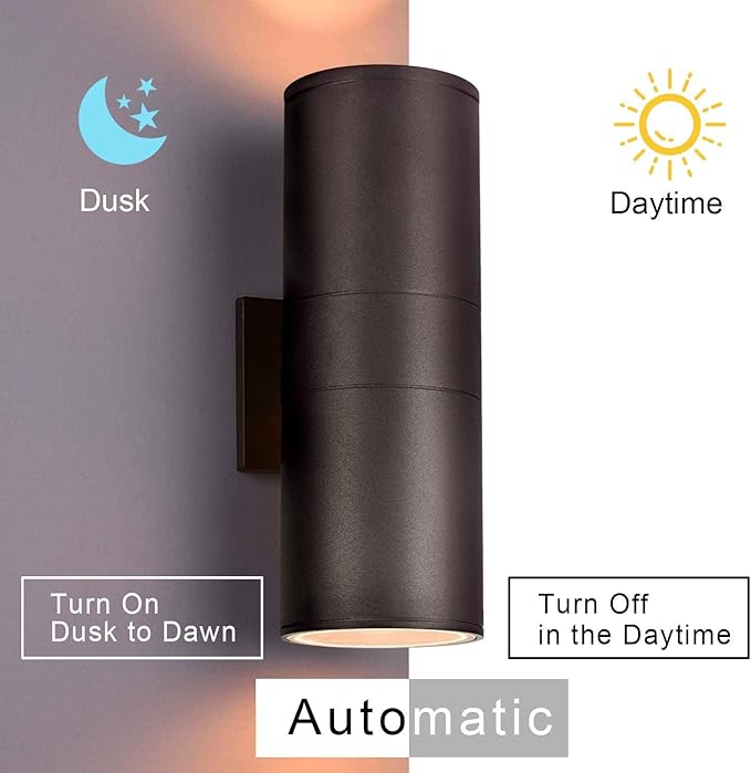 Outdoor Wall Lights Dusk to Dawn Exterior Lighting Fixtures ETL Listed Cylinder Up Down Outdoor Porch LightModern Outdoor Sconce Lights for House Garage PatioBulbs Included
