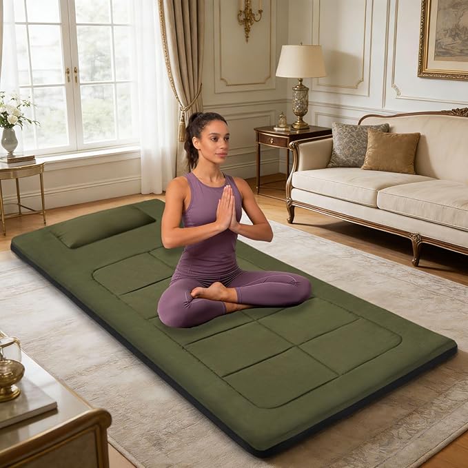 Camping cot Mattress Comfortable Portable Foldable Sleeping Pad for Adults Folding Floor Pad Easy to Store Guest Mat for Home Outdoor Indoor
