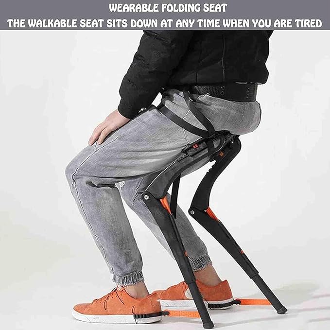 Wearable Leg Ergonomics Lightweight Seat 3 Gear Adjustable Heights Portable Foldable Stool Chairless Chair Invisible Chair Bear Up to 150kg Anywhere Camping for Fishing Concert Subway